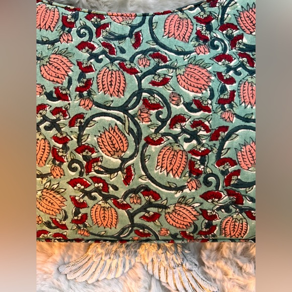 Unique Boho Structured Tote Bag with block print - Picture 5 of 6